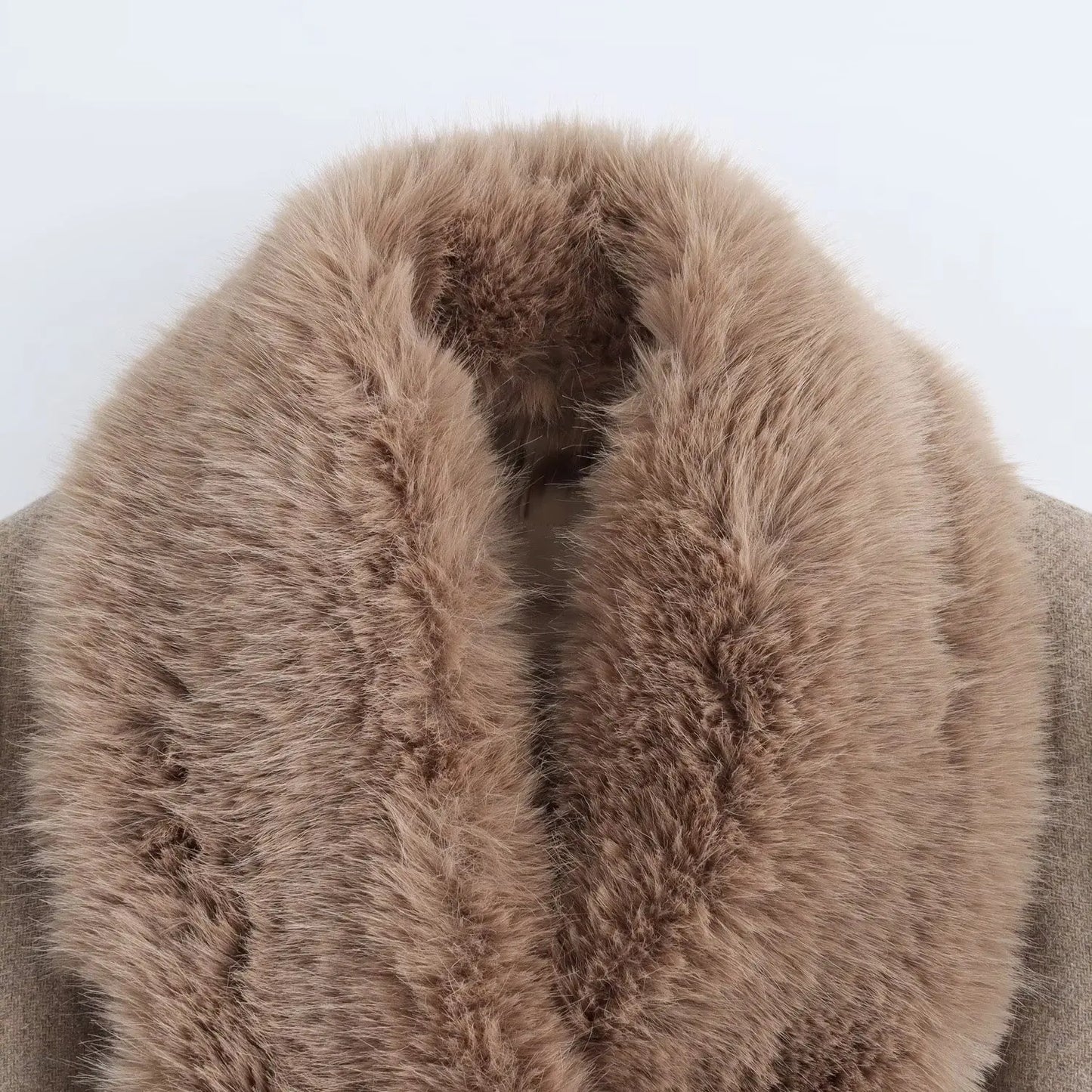 SUEVA™ Luxury Wool Blend Coat with Detachable Fur Collar