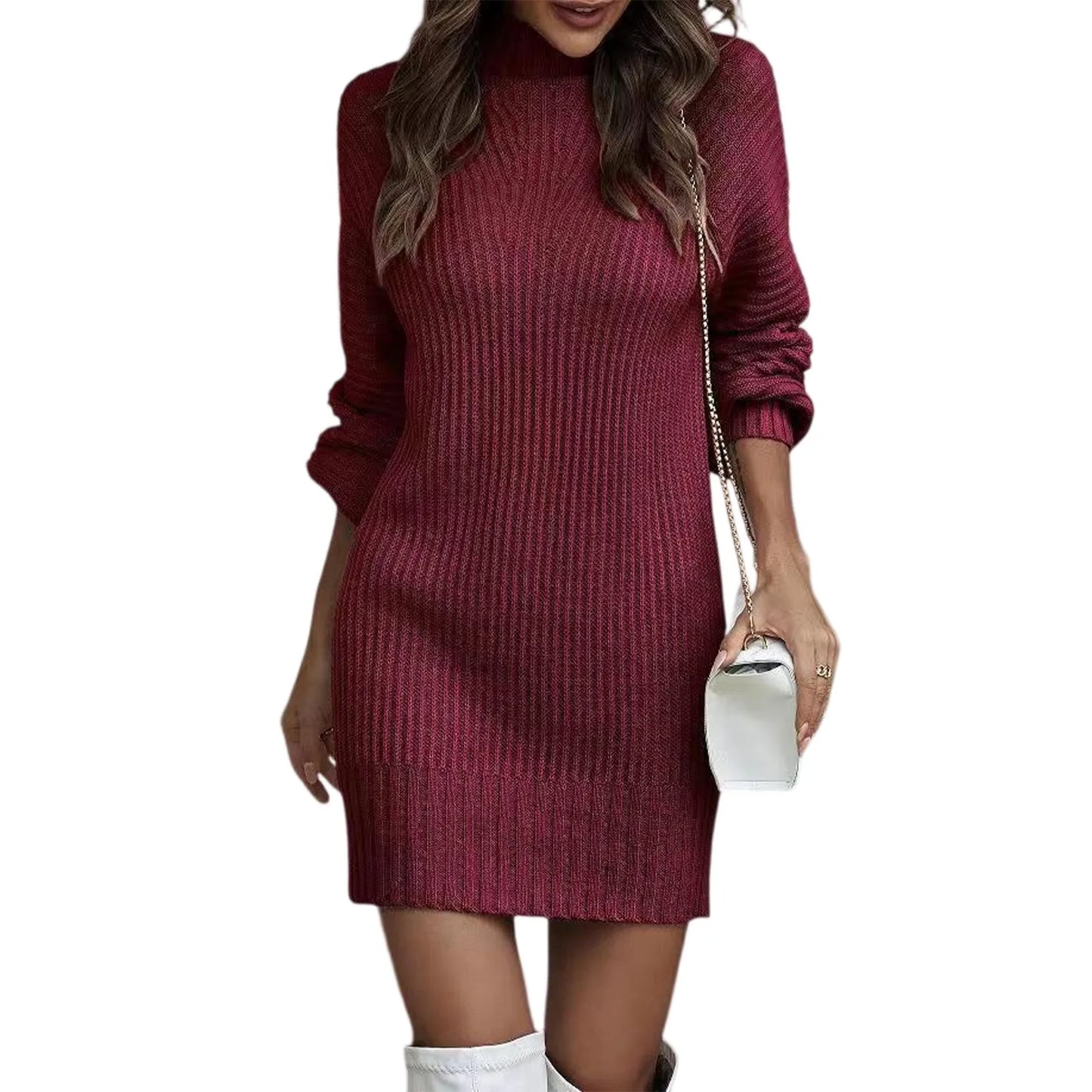 Winter High Neck Sweater Dress